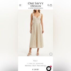 [NWT] Seven7 For All Mankind Beige Eyelet Midi Dress, Size 8